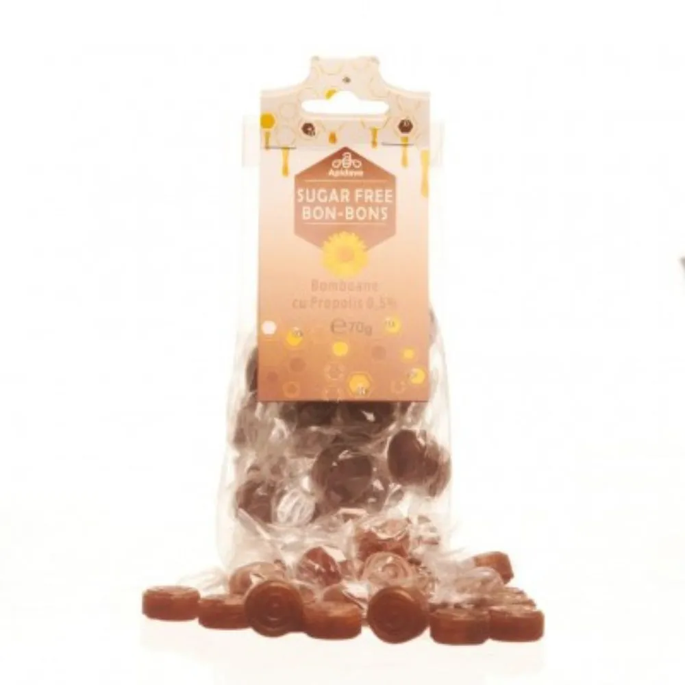 Bomboane fără zahăr, cu propolis și lemn dulce - 70g