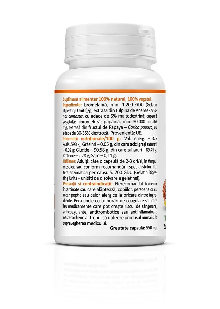 Bromelaină si Papaină, 60 capsule
