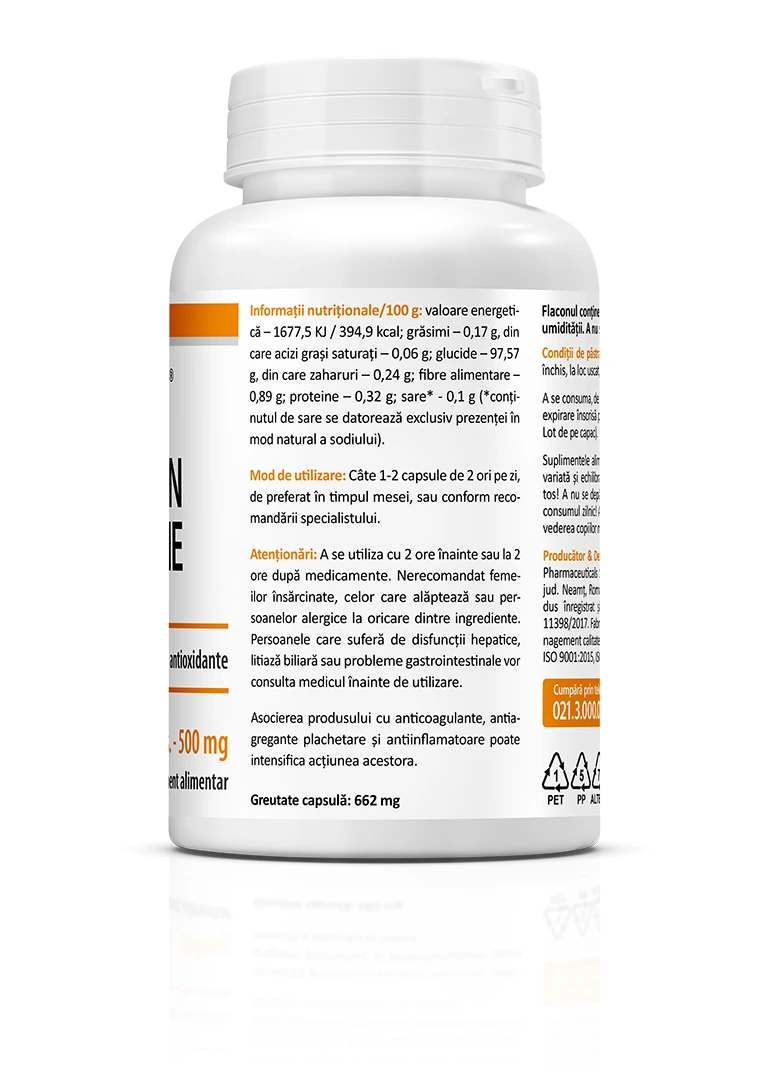 Curcumin și Piperină 500 mg, 60 capsule