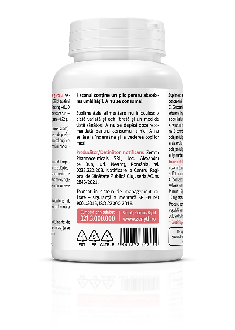 Glucozamină, Condroitină și Acid Hialuronic, 60 capsule