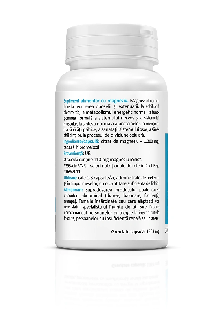 Magneziu Citrat 1200 mg, 30 capsule