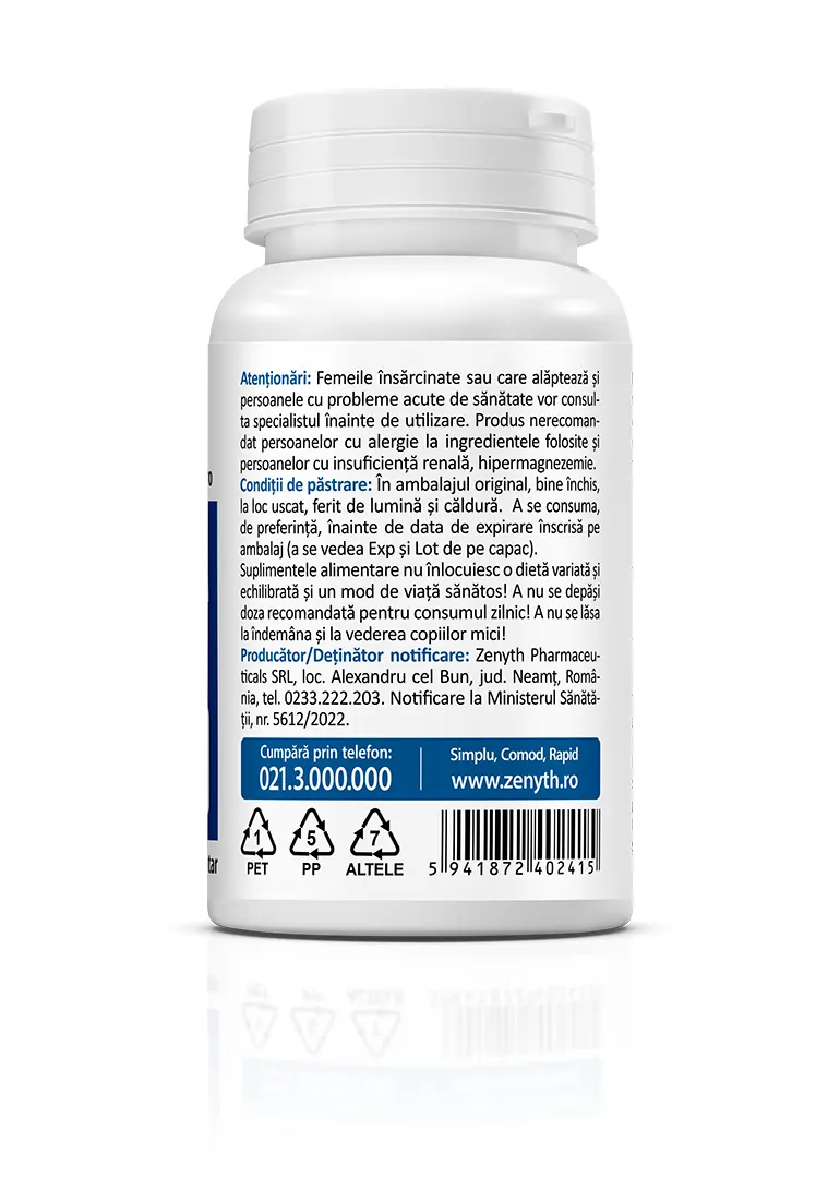 Magneziu Pidolat 550 mg, 60 capsule