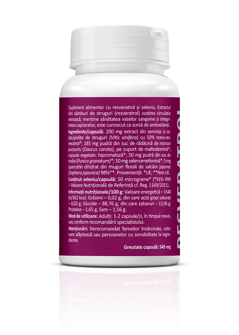 Resveratrol cu Seleniu 450 mg, 30 capsule