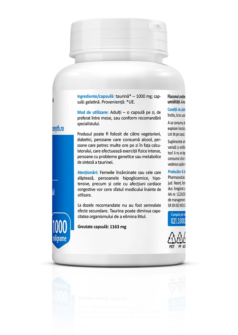Taurine-Text-02-2 Taurină 1000 mg, 60 capsule