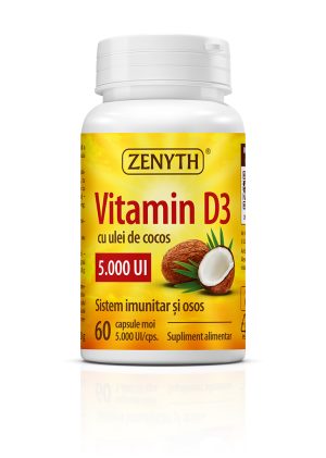 Vitamina D3 5000 UI cu ulei de cocos, 60 capsule
