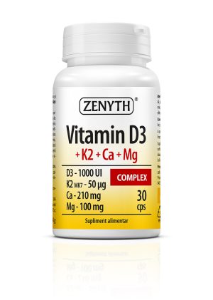 Vitamina D3 + K2 + Ca + Mg Complex, 30 capsule
