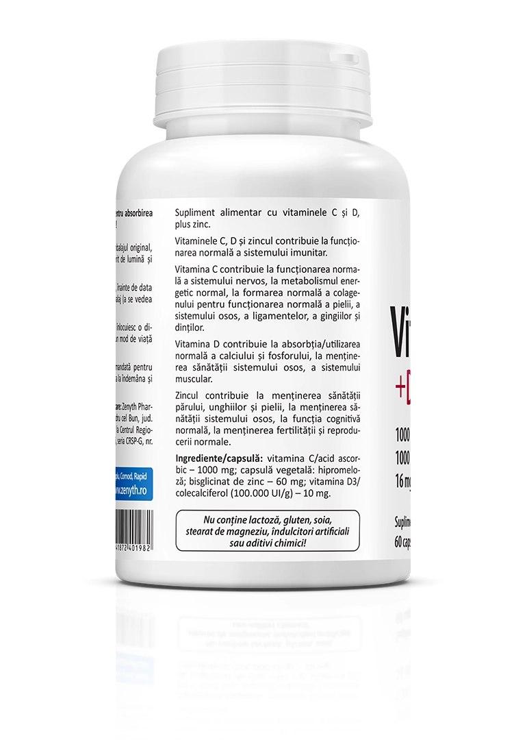 Vitamina C +D3 +Zn, 60 capsule