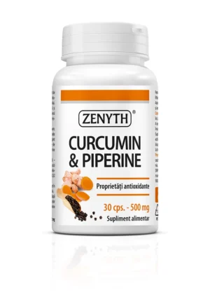 CurcuminPiperin-30-CPS-Cu-reflexie Curcumin și Piperină 500 mg, 30 capsule