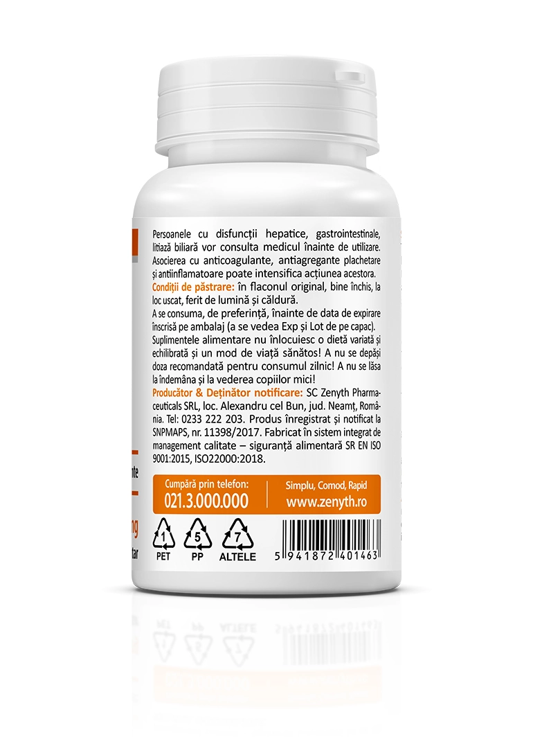 Curcumin și Piperină 500 mg, 30 capsule