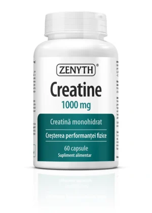 Creatina 1000 mg Zenyth 60 capsule - creatina monohidrat pentru forta, masa musculara, performanta sportiva si recuperare dupa efort