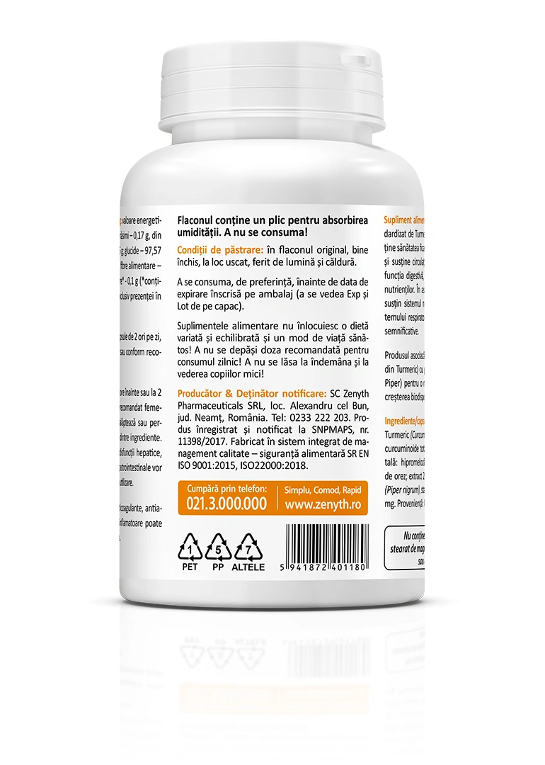 Pachet promoțional Curcumin și Piperină, 90 capsule