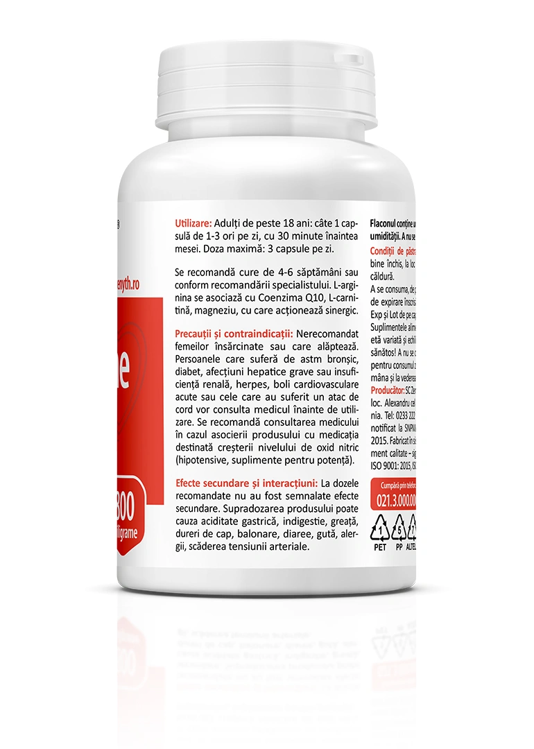 L-Arginină 800 mg, 60 capsule