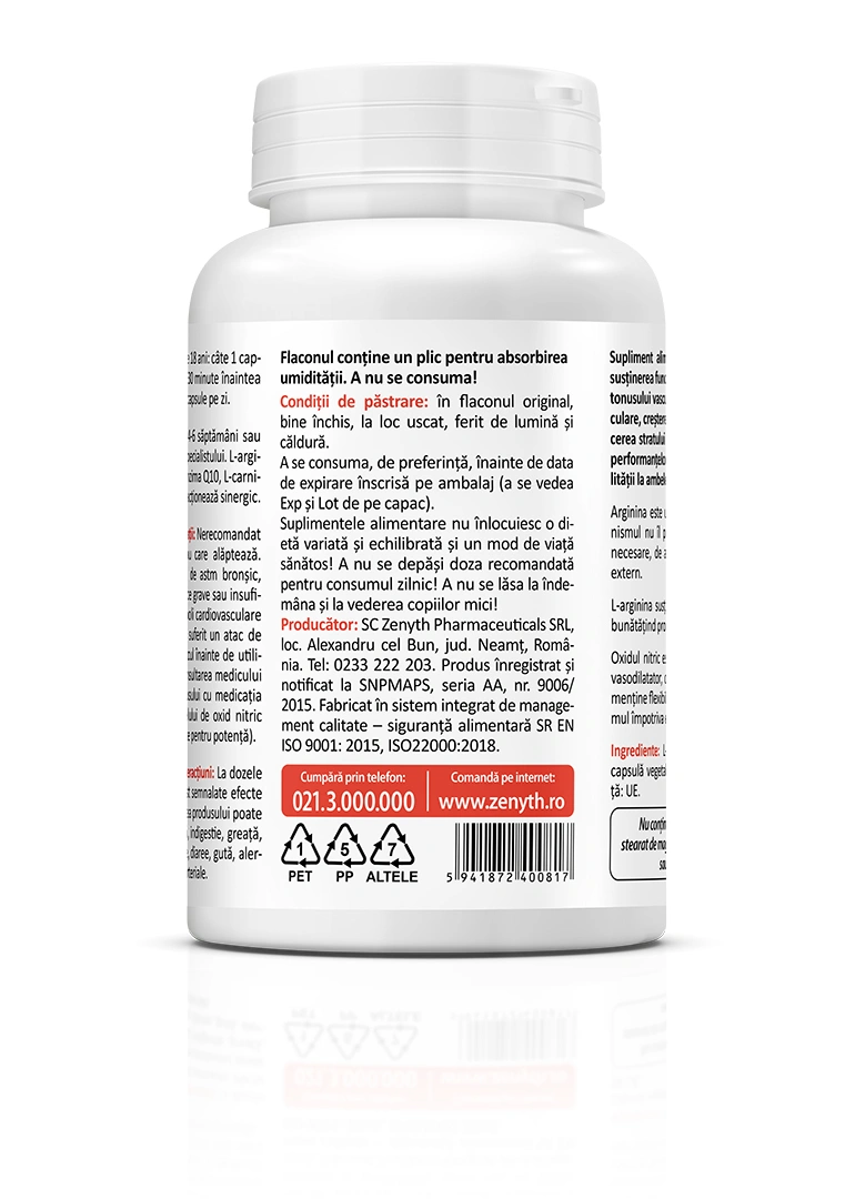 L-Arginină 800 mg, 60 capsule
