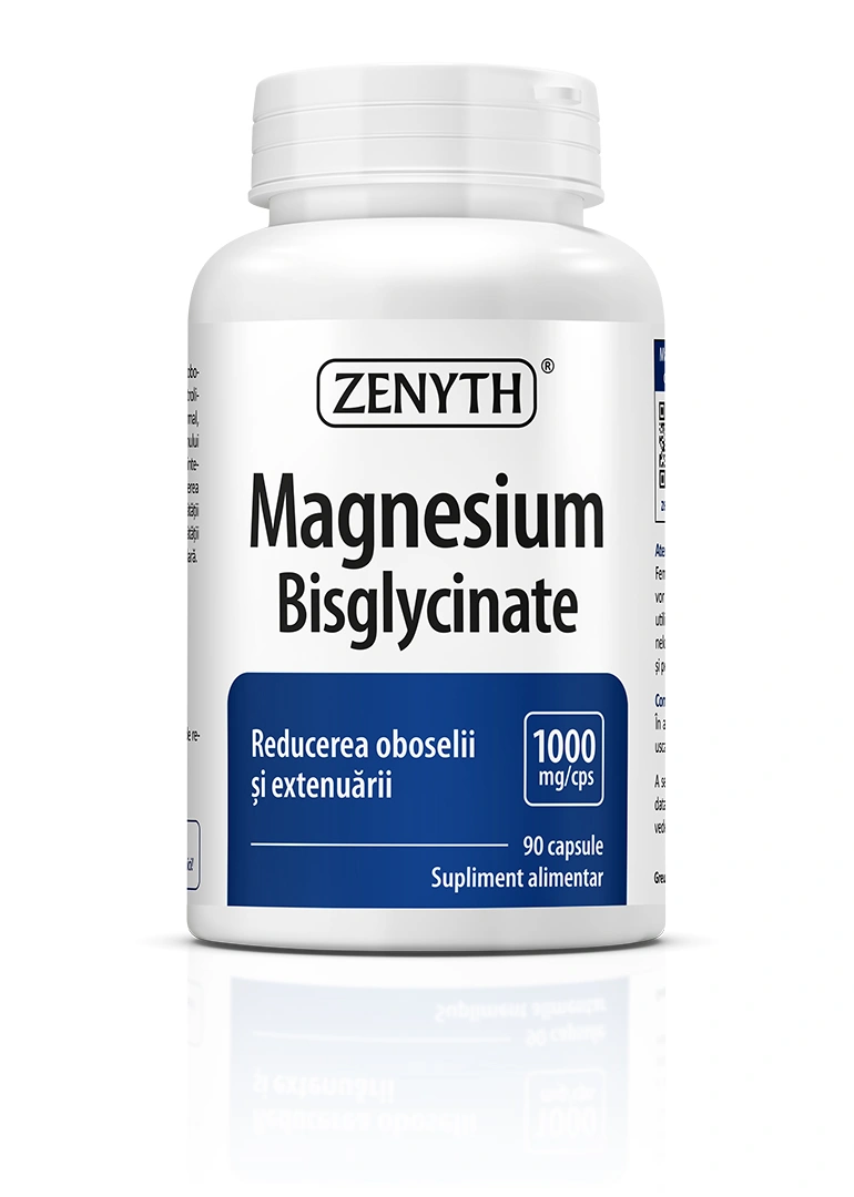 Magneziu Bisglicinat Zenyth 90 capsule - supliment alimentar cu magneziu cu absorbtie ridicata pentru somn, relaxare si sistem nervos