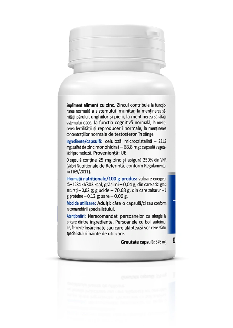 Zinc 25 mg, 30 capsule