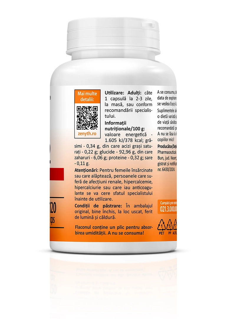 Vitamina D3 5000 UI + K2 Forte, 120 capsule