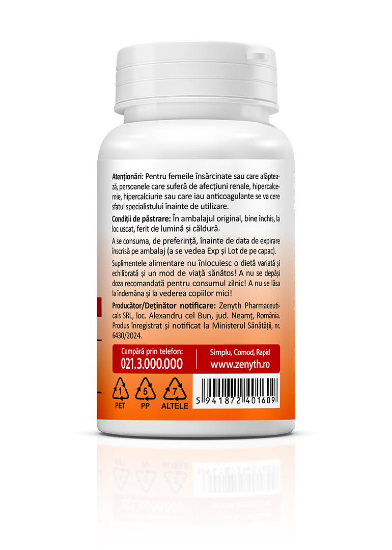 Vitamina D3 5000 UI + K2 Forte, 30 capsule