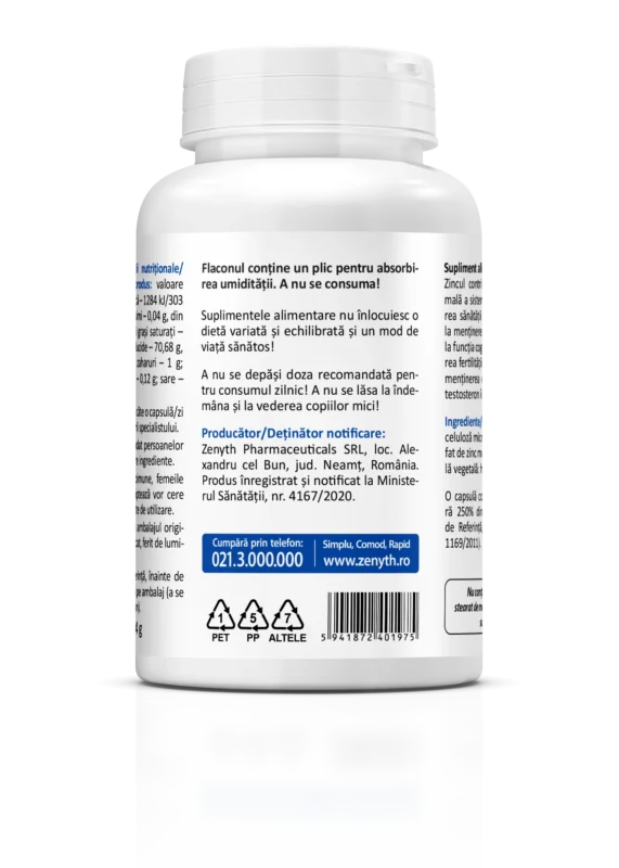 Zinc 25 mg, 90 capsule - Zenith